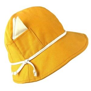Vtg Happy Cappers Field Company Womens Bucket Cloche Hat Yellow Beach USA 1950s